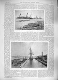 Old Antique Print 1889 Ship Wreck H.M.S. Lily Halifax Graving Dock Canada 19th