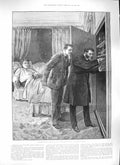 Original Old Antique Print 1889 Lord Harry Bedroom Cupboard Doctor Victorian