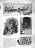 Original Old Antique Print 1889 Vineyards Champagne Pommery Reims Crayere Caves