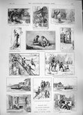 Old Antique Print 1889 Winter Exhibition Art Ship Horses Kenilworth Devon 19th