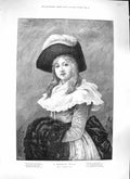 Original Old Antique Print Storey 1889 Morning Walk Young Girl Lucy Moore 19th