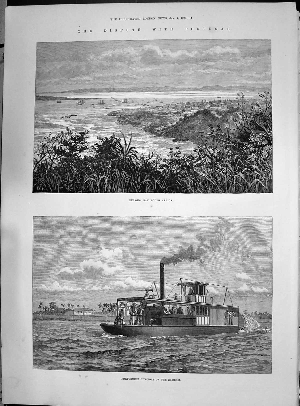 Old 1890 Delagoa Bay Africa Portugal Gun-Boat Zambesi Major Pinto Ral Victorian