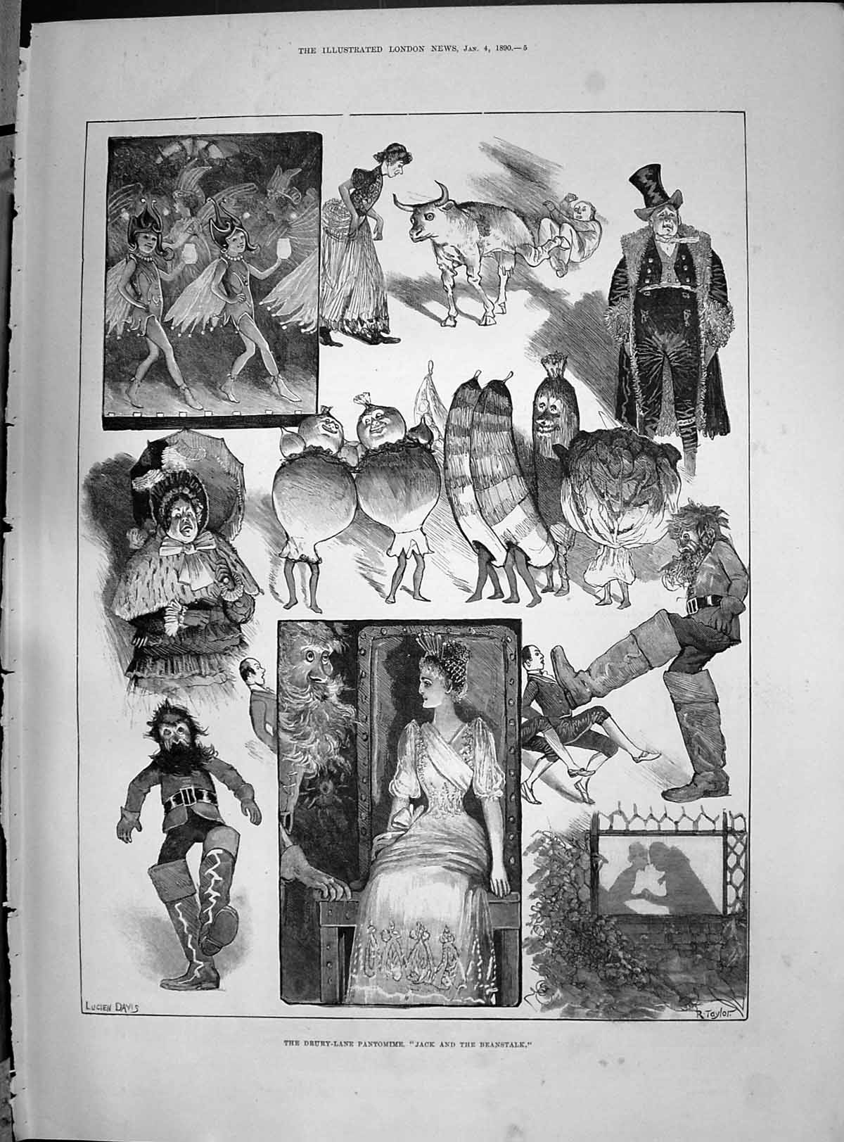 Old 1890 Dury Lane Theatre Pantomime Jack Funeral Robert Browning Sen Victorian