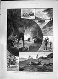 Antique Print 1890 Australia Cooper River Windora Stockman Grave Water-Hole