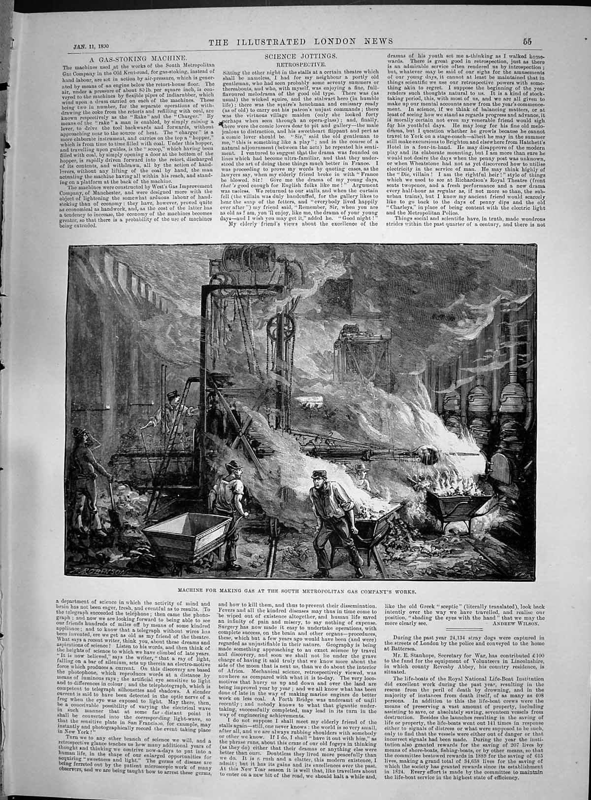 Old Print 1890 Machine Making Gas Metropolitan Gas Company Works Industry 19th