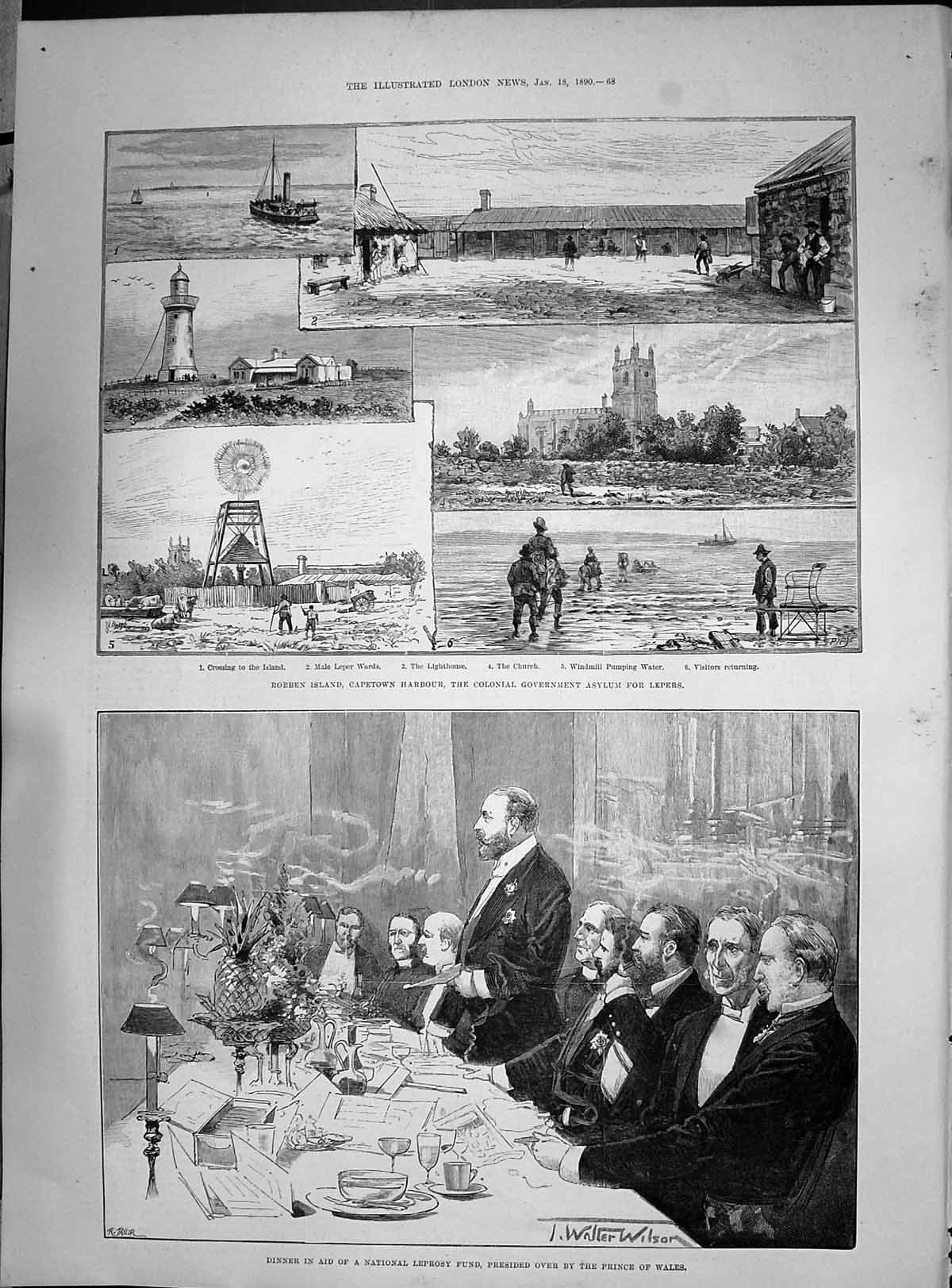 Old 1890 Robben Capetown Asylum Lepers Dinner Leprosy Prince Wales Ga Victorian