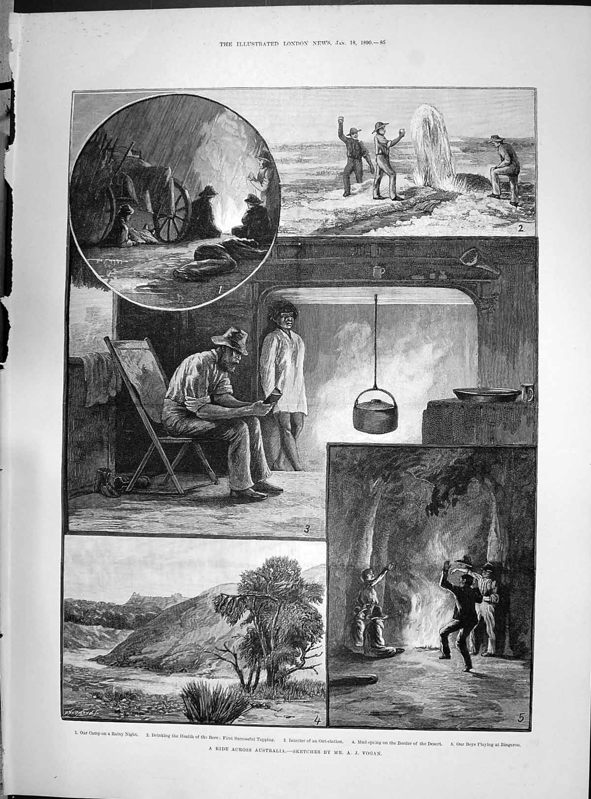 Old 1890 Australia Camp Out-Station Mud-Spring Border Desert Bingeroo Victorian