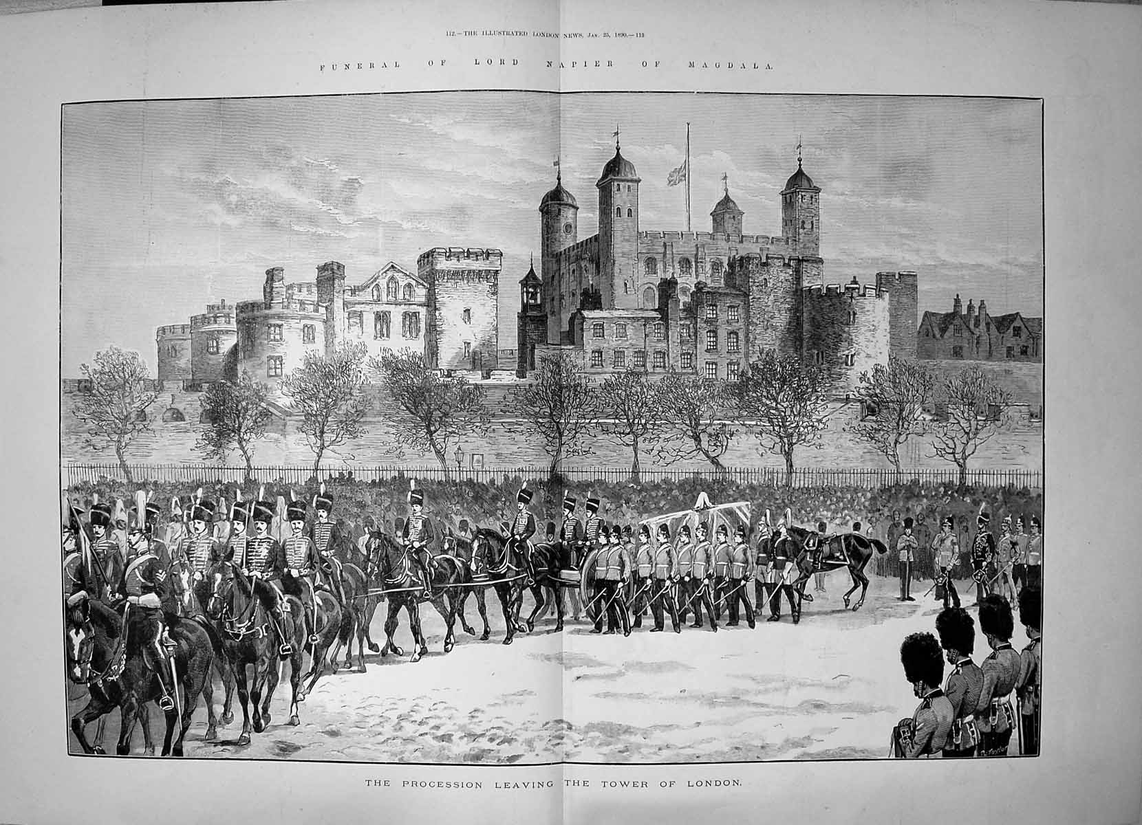 Old 1890 Funeral Lord Napier Magdala Procession Leaving Tower LondonVictorian