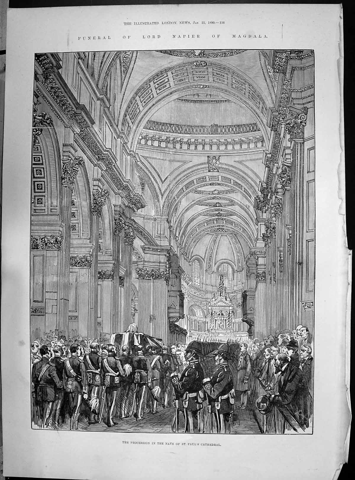 Old 1890 Funeral Procession Lord Napier Magdala Nave Paul'S Cathedral Victorian