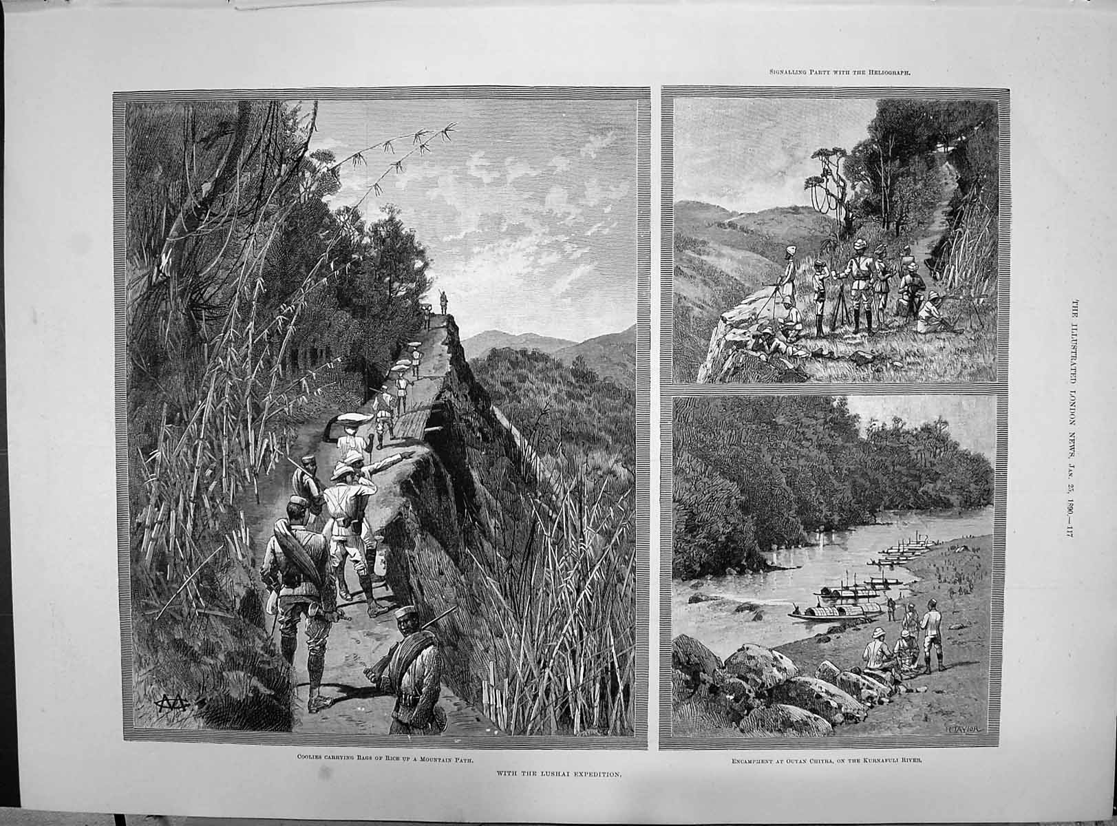 Old 1890 Lushai Coolies Rice Outan Camp Chitra Kurnafuli Year New Yor Victorian