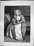 Antique Old Print 1890 Beautiful Little Girl Between Acts Backstage Theatre