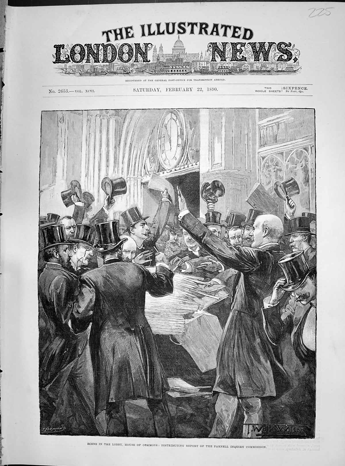 Old 1890 Scene Lobby House Commons Report Parnell Inquiry Commission Victorian
