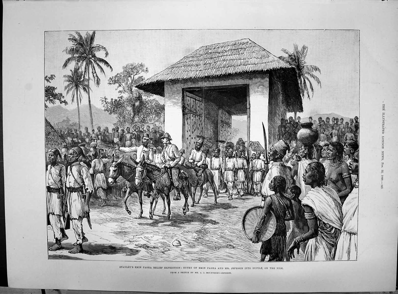 Antique Print 1890 Stanley Emin Pasha Relief Expedition Jephson Dufile Nile