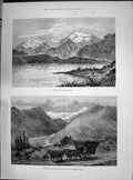 Old 1890 Te-Anau Lake New Zealand Rivers Baths Canquenes Chile London Victorian