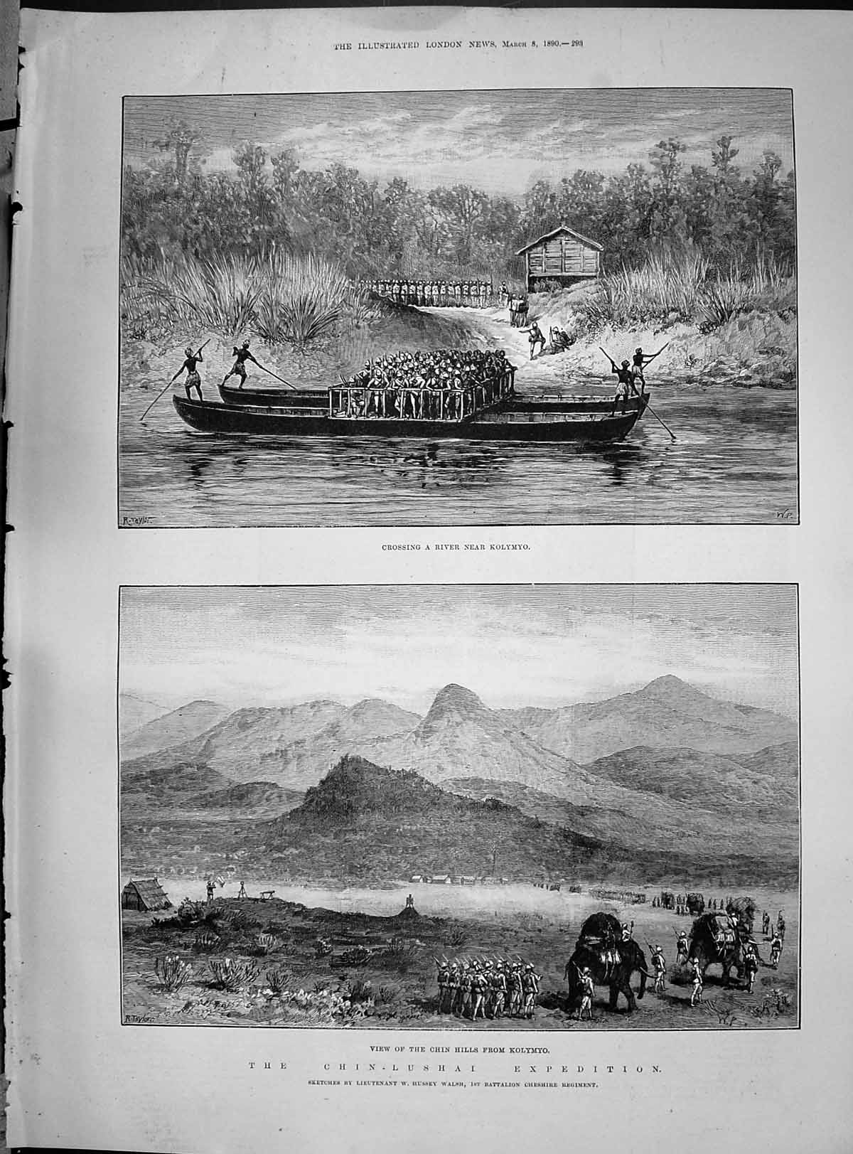Old 1890 Chin-Lushai Chin Hills Kolymyo River Crossing Kolmyo Hussey Victorian