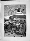 Original Old Antique Print 1890 America Fulton Ferry New York Transport Wright