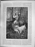 Old 1890 Springtime Nature Goat Girl Trees Easter Volunteer Manoeuvre Victorian