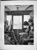 Antique Old Print 1890 Easter Manoeuvres Eyes Right Ladies Travelling Train