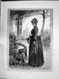 Antique Old Print Davidson Knowles 1890 Young Woman Dog Home Garden Revisited