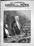 Antique Old Print 1890 Royal Geographical Society Royal Albert Hall Stanley