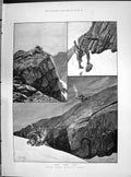 Antique Old Print 1890 Hunting Rocky Mountain Scene Stalking Sport Woodville