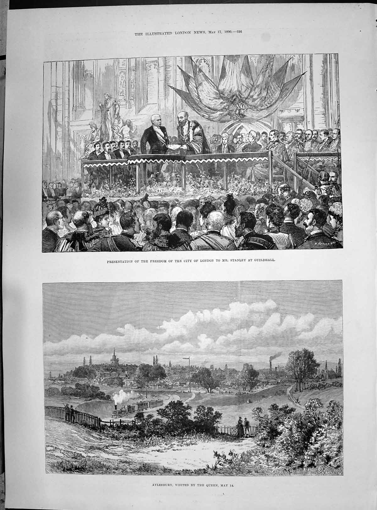 Old 1890 Presentation Freedom City London Stanley Guildhall Aylesbury Victorian