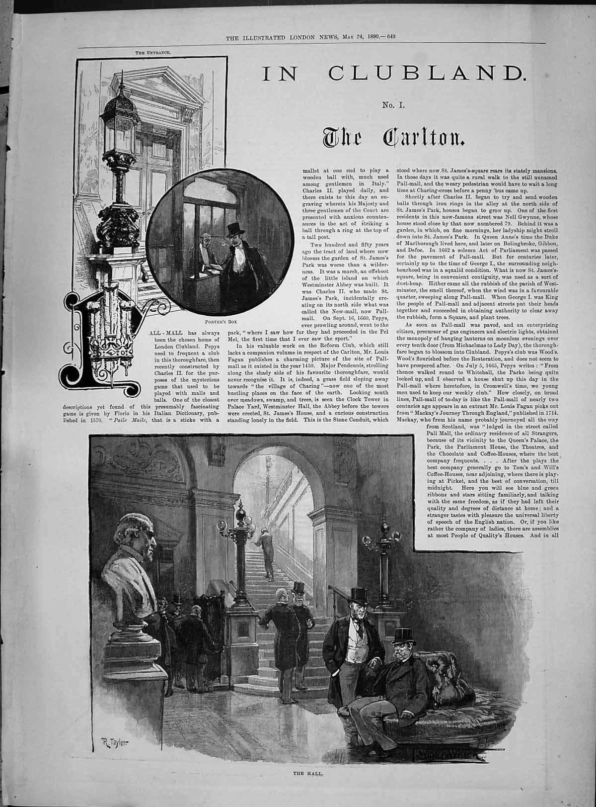 Old 1890 Clubland Carlton Hal Porter'S Box Staircase Billiard Room Wi Victorian