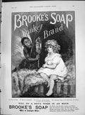 Antique Old Print 1890 Brooke'S Monkey Brand Soap Young Girl Looking Mirror