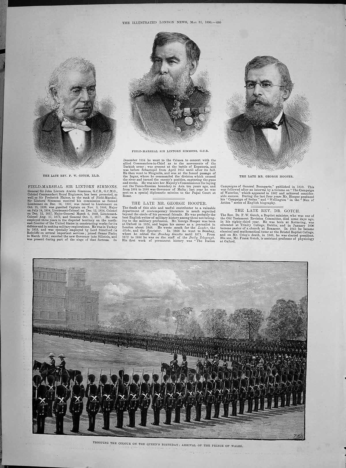 Old 1890 Trooping Queens Birthday Prince Wales Simmons George Hooper Victorian