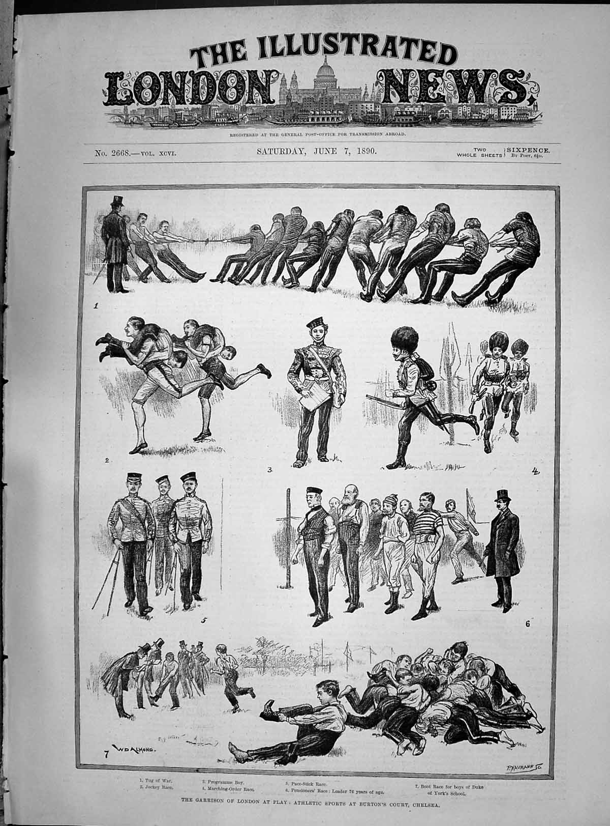 Antique Old Print 1890 Garrison London Athletic Sports Burton'S Court Chelsea