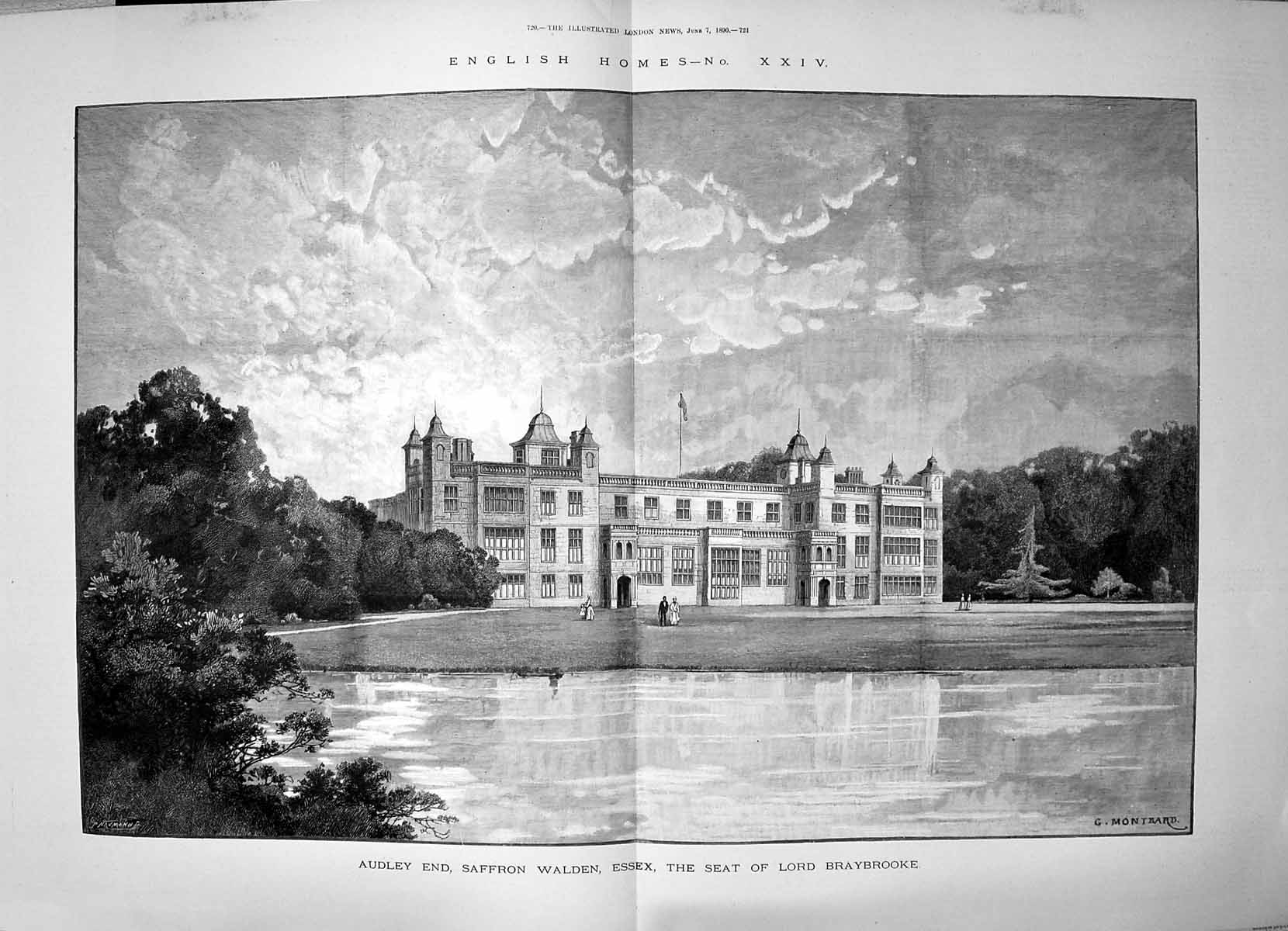 Old 1890 Audley End Saffron Walden Essex Lord Braybrooke England Arch 19th