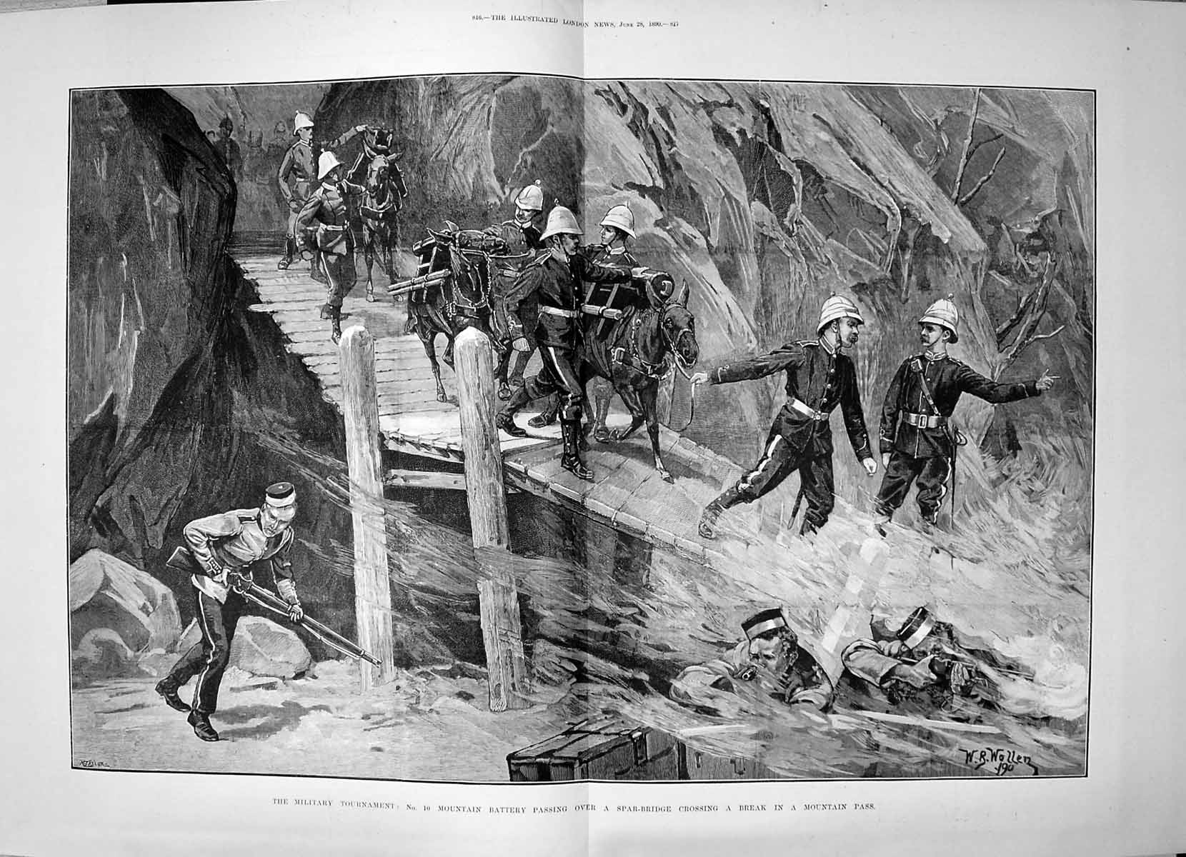 Old 1890 Military Tournament Mountain Battery Spar-Bridge Crossing Mo 19th