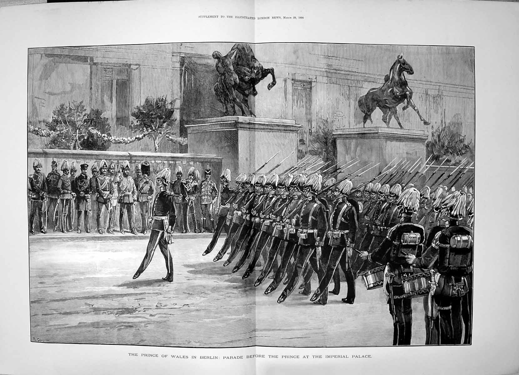 Old 1890 Prince Wales Berlin Parade Imperial Palace Germany Guards Fi 19th