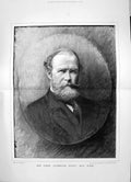 Original Old Antique Print 1890 Portrait Sir John Lubbock Bart M.P. F.R.S.