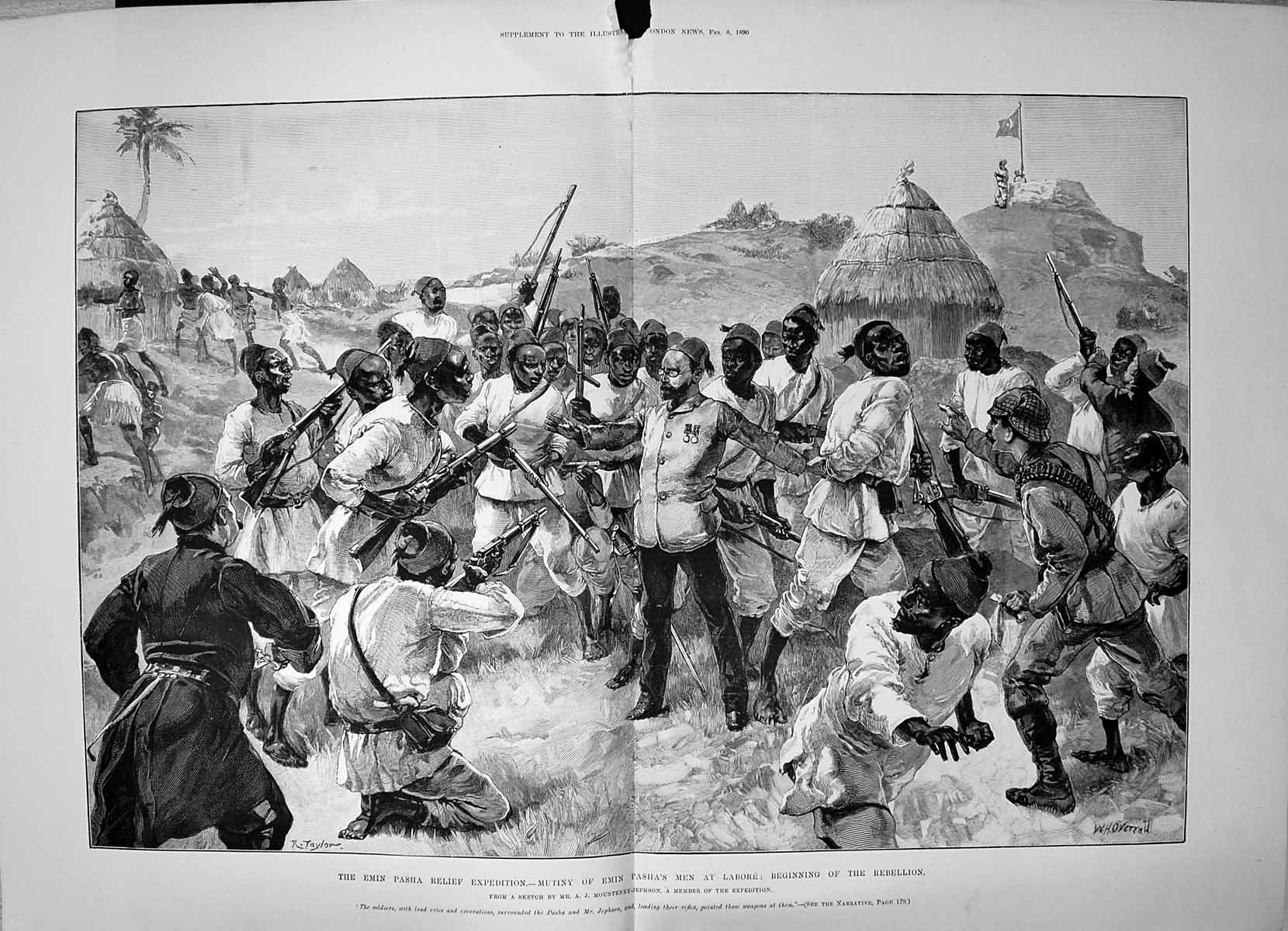 Old 1890 Emin Pasha Relief Expedition Mutiny Labore Rebellion Mounten 19th