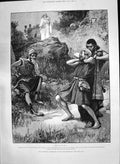 Antique Old Print 1890 Adventures Phra Phoenician Men Fighting Pirate Paget