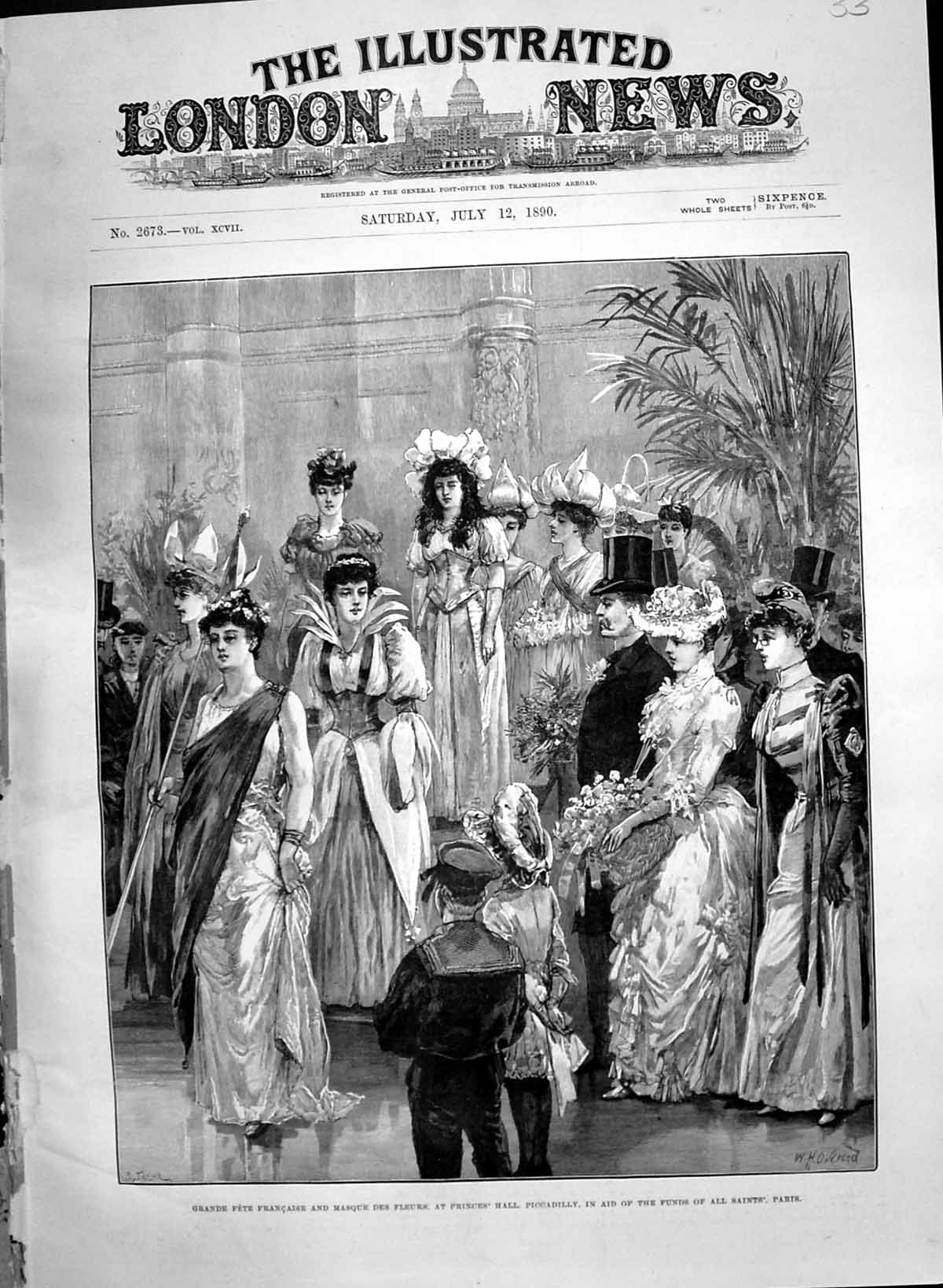 Old 1890 Grand Fete Francaise Masque Des Fleurs Princes Hall Piccadil Victorian