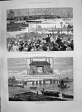 Old Print 1890 Opening Battersea Bridge Earl Roseberry Toll House London 19th