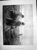 Original Old Antique Print 1890 Viaticum Family Praying Sea Scene Julius Price