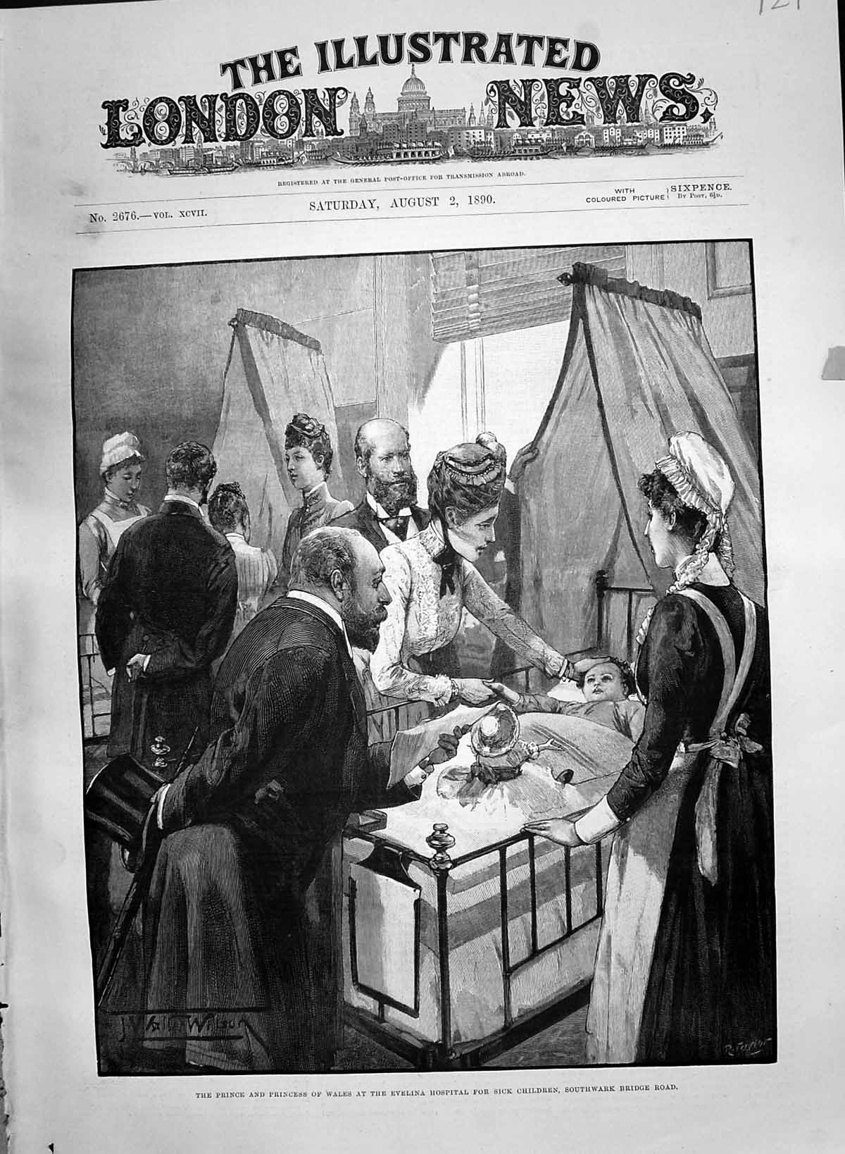 Old Print 1890 Prince Wales Evelina Hospital Sick Children Southwark Road 19th