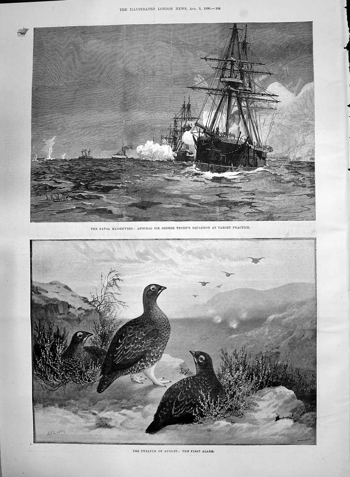 Old 1890 Navy Manoeuvres Admiral George Tryon Ship Grouse Shooting Se Victorian