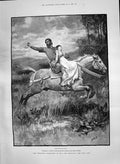 Antique Print 1890 Adventures Phra Phoenician Romance Man Lady Horse Paget 19th