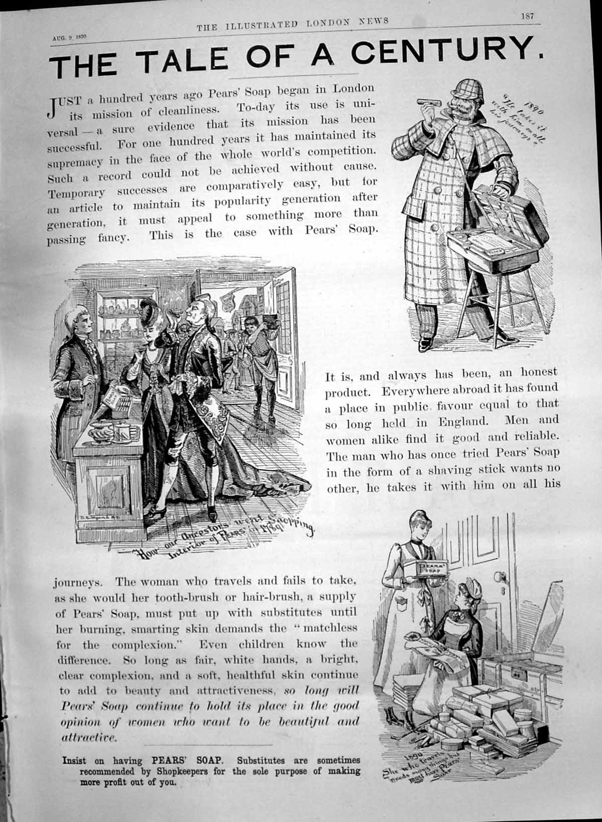Original Old Antique Print 1890 Advertisement Pears Soap London Shopkeepers