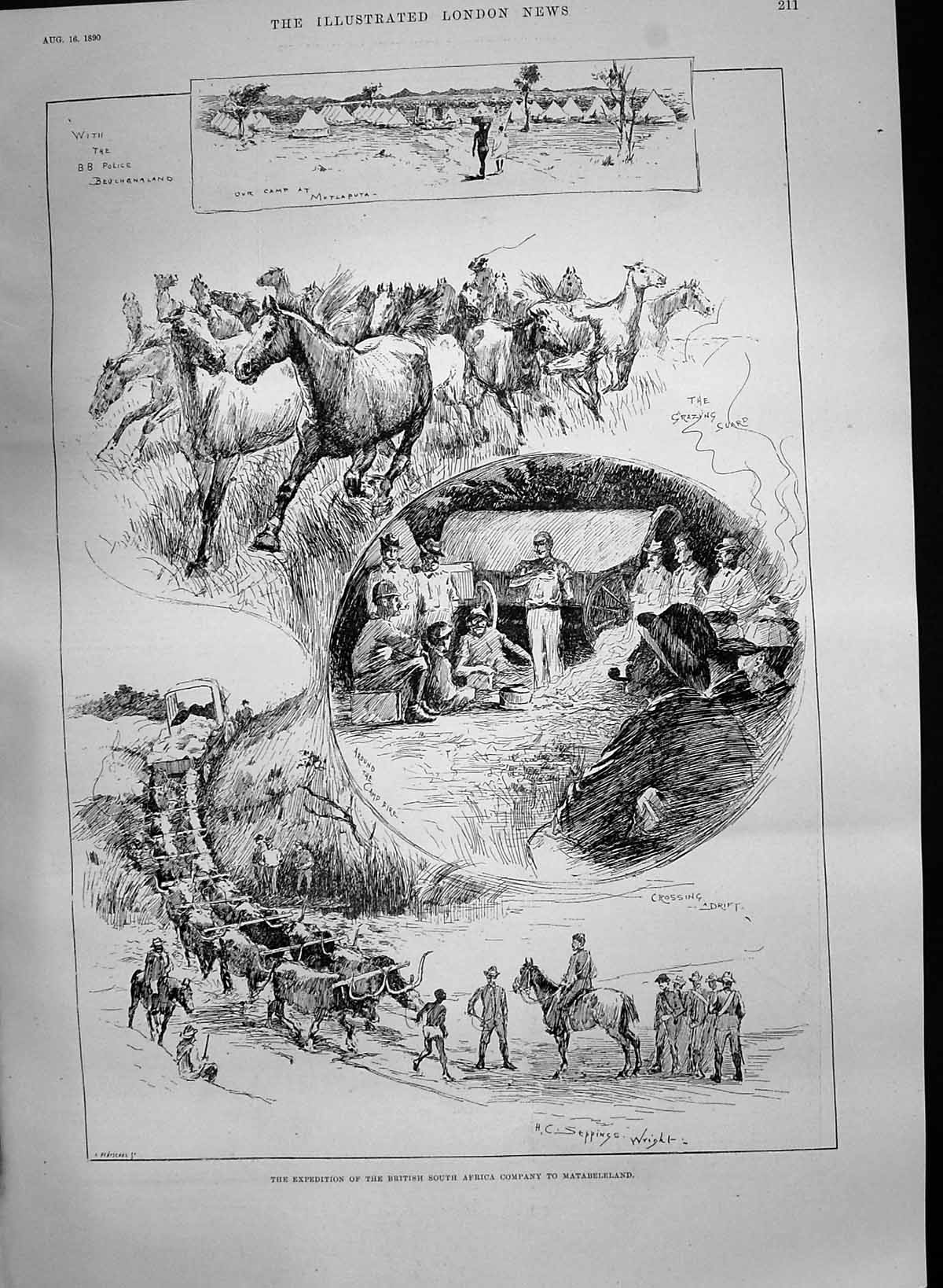 Old Print 1890 British South Africa Matabeleland Siers Jersey Physic Gar 19th