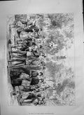 Antique Old Print 1890 Chile Sunday Afternoon Alameda Santiago South America
