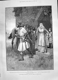 Antique Print 1890 Adventures Phra Phoenician Man Sword Horse Family House 19th