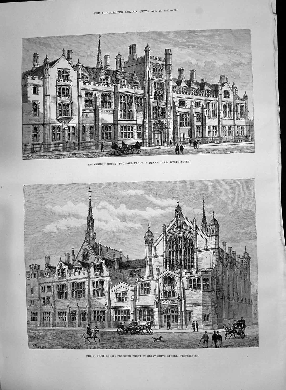 Old 1890 Church House Dean'S Yard Westminster Smith Tommy Pet Deer Wo Victorian