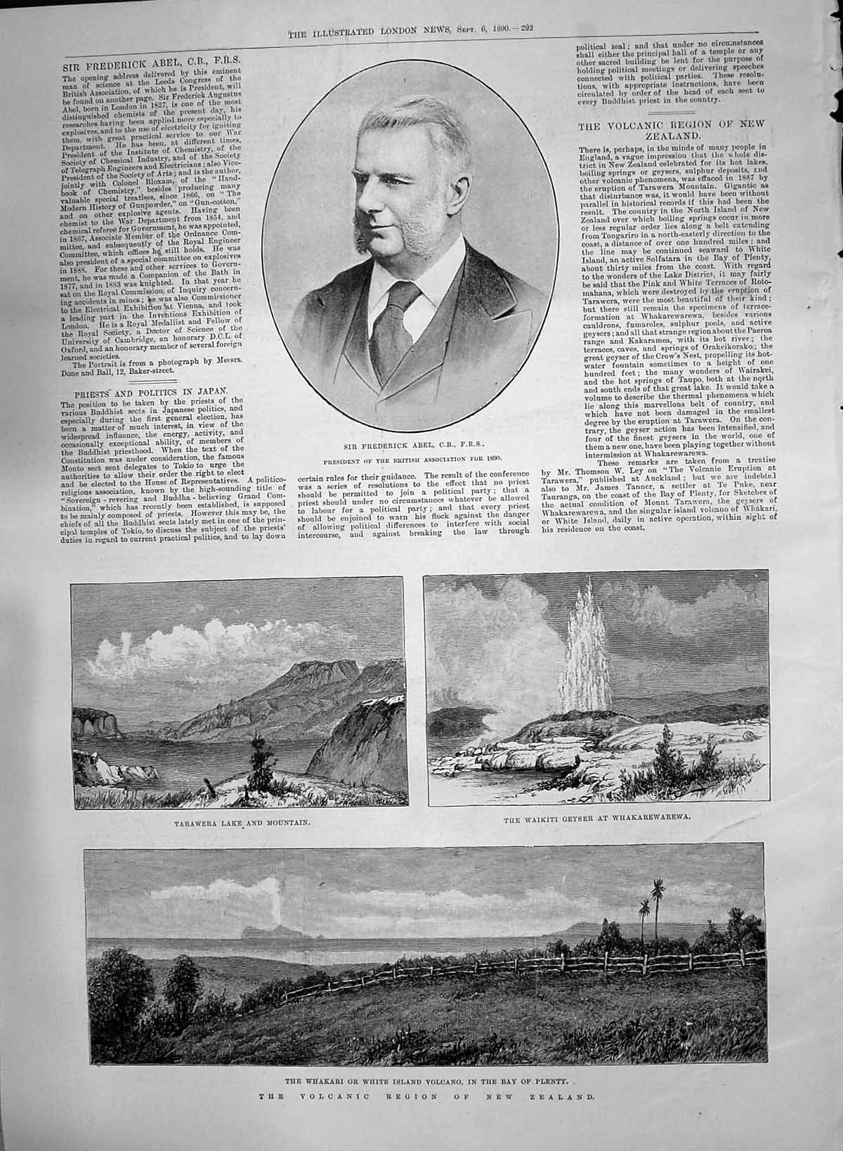 Old 1890 Volcano New Zealand Whakari Tarawera Lake Waikiti Geyser Abe Victorian