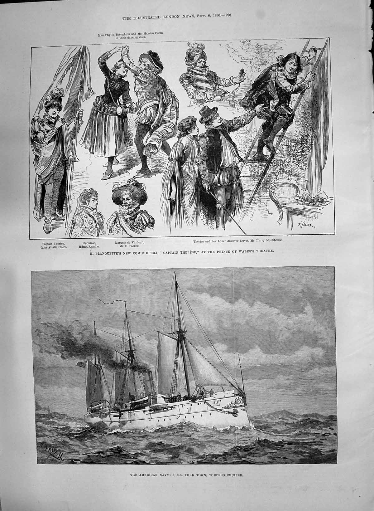 Old 1890 America Navy Ship York Town Theatre Captain Therese Carnelle Victorian