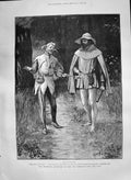 Old Print 1890 Adventures Phra Phoenician Jester Walking Woods Man Paget 19th
